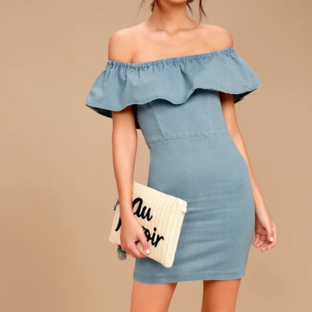 Lulus off-the-shoulder Jean dress